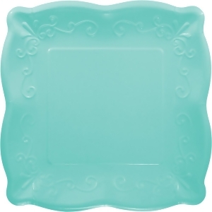 Pack of 48 Teal Green Linen Premium Disposable Paper Square Party Lunch Plates 10.5 - All