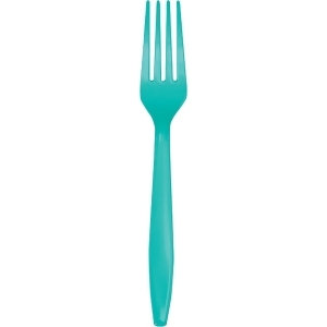 Club Pack of 288 Teal Premium Heavy-Duty Plastic Party Forks - All