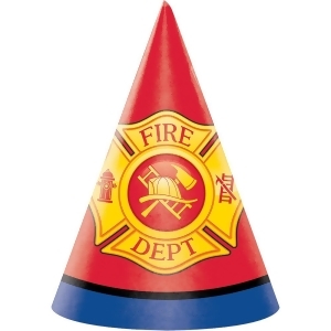 Club Pack of 48 Red and Yellow Flaming Fire Truck Decorative Child Hat 7 - All