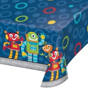 Club Pack of 6 Red and Blue Party Robots Printed Table Cover 102 - All