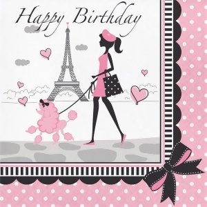 Club Pack of 216 Pink and BlackParty In Paris Disposable Luncheon Napkin 6.5 - All