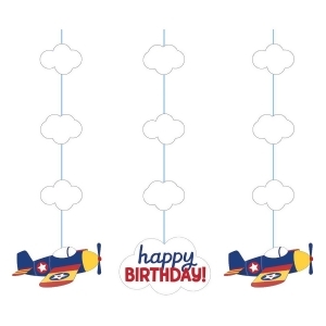 Club Pack of 36 Blue and Red Flyer Airplane Themed Birthday Hanging Cutouts 8.2 - All