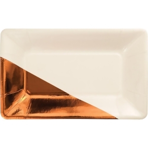 Pack of 48 Ivory and Metallic Gold Rectangular Foil Appetizer Plates 9 - All