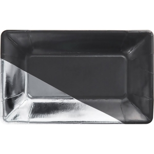 Pack of 48 Charcoal and Metallic Gold Rectangular Foil Appetizer Plates 9 - All