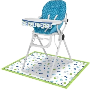 Club Pack of 6 Blue and Green Doodle 1st Birthday High Chair Kit 13.5 - All