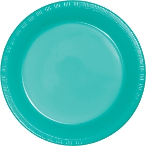 Club Pack of 240 Teal Round Disposable Plastic Party Dinner Plates 9 - All
