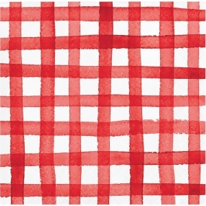 Club Pack of 288 Red and White Checkered Pattern 3-Ply Beverage Napkin 5 - All