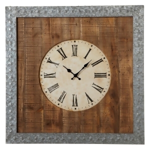 28 Brown and Grey Galvanized Wall Clock with Roman Numerals - All