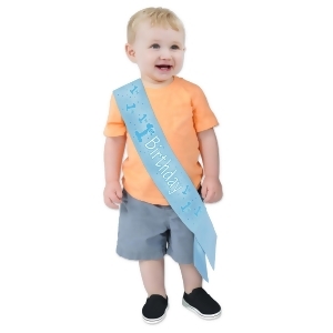 Pack of 6 Baby Blue 1st Birthday Satin Sash Party Accessories 19.25 - All