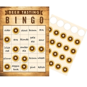 Club Pack of 60 Brown and White Checkered Beer Tasting Bingo Game 10 - All