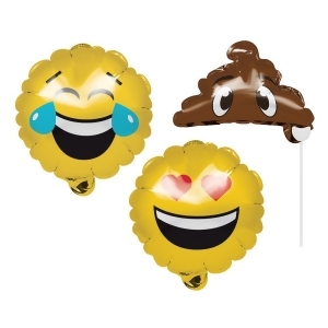 Club Pack of 18 Yellow and Brown Emotions Balloon Photo Props 11 - All