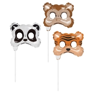 Club Pack of 18 Brown and Black Animal Mask Party Balloon Photo Props 11 - All