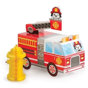 Club Pack of 6 Red and Yellow Flaming Fire Truck Themed Three Dimensional Centerpiece 10.5 - All