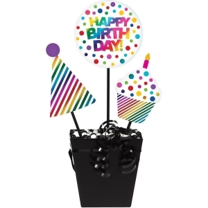 Club Pack of 36 Multicolored Happy Birthday Foil Centerpiece Sticks 16 - All