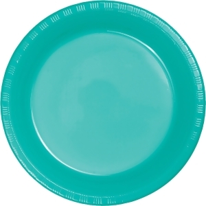 Club Pack of 240 Teal Round Disposable Plastic Party Banquet Luncheon Plates 7 - All