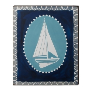 19 Nautical Unframed Decorative Boarder Blue and White Sailboat Hanging Wall Art - All