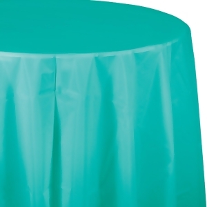 Pack of 12 Teal Plastic Disposable Octy Round Table Covers 82 - All