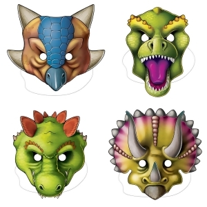 Club Pack of 12 Assorted Halloween and Costume Dinosaur Masks for Ages 3 and up 11.5 - All