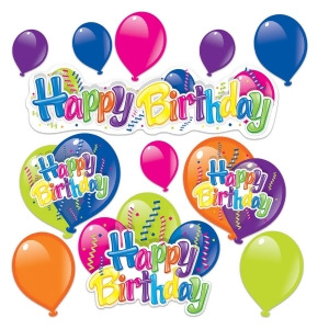 Club Pack of 144 Colorful Happy Birthday Two Sided Cut Outs - All