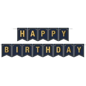 Club Pack of 12 Black and Gold 'Happy Birthday' Streamers 12' - All