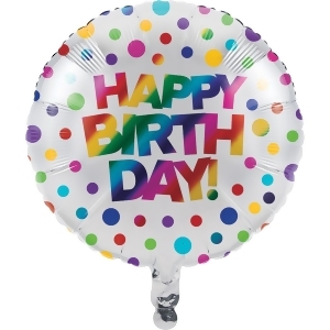 Club Pack of 10 White and Red Birthday Party Round Balloon with Colourful Dots 7.87 - All