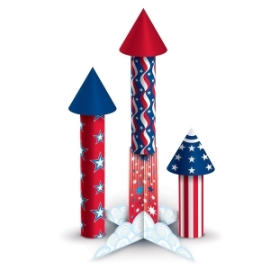 Club Pack of 12 Red White and Blue 3-D Firecracker Rocket Centerpiece Sets 12.5 - All