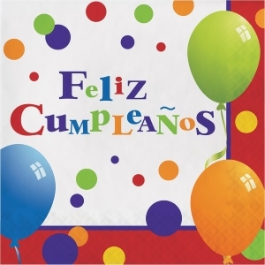 Club Pack of 192 White and Red Feliz Cumpleanos Themed 2-Ply Disposable Luncheon Napkin 6.5 - All