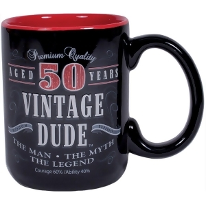 Pack of 2 Black and White 50 Years Vintage Dude Printed Mug 14 oz - All