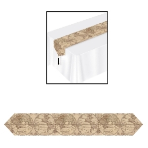 Club Pack of 12 Cream Brown Indoor Graphic Around the World Table Runners 6 - All
