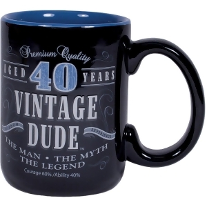 Pack of 2 Black and White 40 Years Vintage Dude Printed mug 14 oz - All