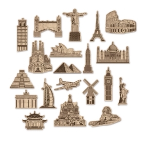 Club Pack of 240 Brown International Printed Around the World Cutouts 10.5 - All