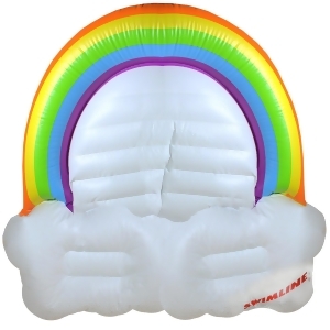 68 Inflatable Swimming Pool Rainbow with Clouds Multiple Riders Island Ages 4 and Up - All