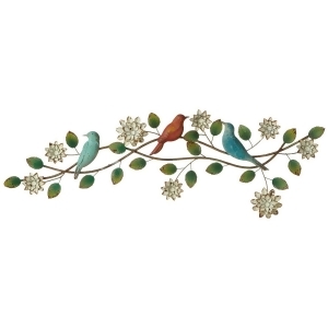 Set of 2 Multicolored Distressed Metal Branch and Bird Wall Decorations 42.25 - All