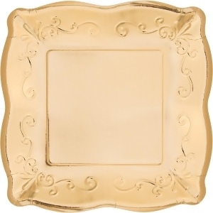 Pack of 48 Gold Premium Embossed Square Disposable Paper Party Luncheon Plates 7.2 - All