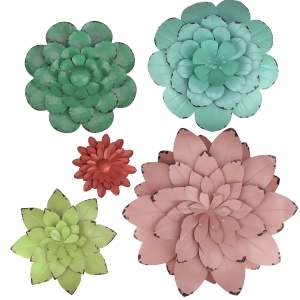 Set of 5 Multi Colored Distressed Leaf Flower Dimensional Wall Decoration 20.5 - All
