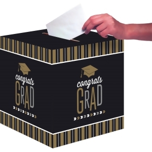Pack of 6 Black and White Glitzy Graduation Congrats Card Box 13 - All