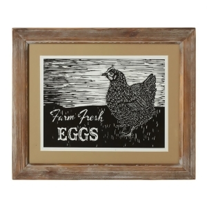 Set of 2 Black and White Block Print Farm Fresh Eggs with Distressed Frame 17.75 - All