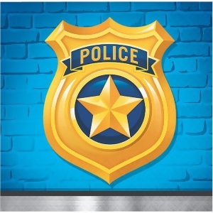 Club Pack of 192 Dark Blue and Yellow Police Badge Theme Disposable Napkins 5 - All