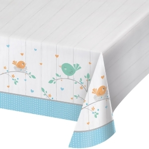 Pack of 6 Off White and Seafoam Blue Birds Themed Table Cover All Over Print 16.25 - All