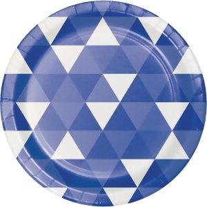 Club Pack of 96 Cobalt Blue and White Fractal Designed Luncheon Plate 6.8 - All