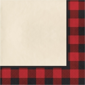 Club Pack of 192 Dark Red and Black Buffalo Plaid Luncheon Napkin 6.5 - All