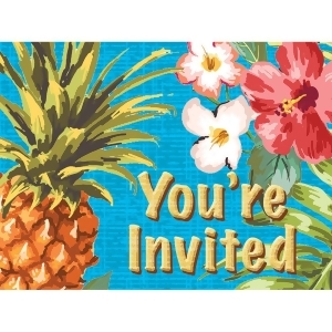 Club Pack of 48 Blue and Green Aloha Printed Rectangular Invitations 7 - All