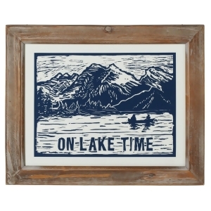 Set of 2 Blue and White On Lake Time Block Print Wall Decor 13.5 - All
