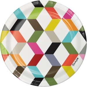 Club Pack Of 120 Multi-colored French Bully Ziggy Round Snack Plate 7 - All