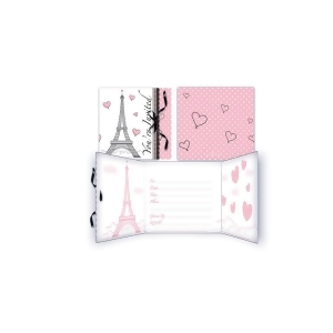 Pack of 48 Pink White and Black Party in Paris Invitations Gatefold Dc 7.2 - All