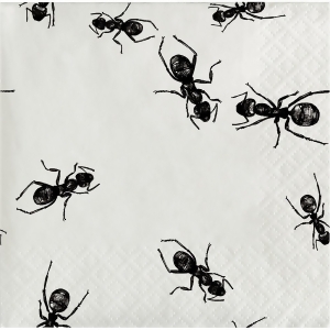 Club Pack of 288 White and Black Ant Themed 3-Ply Disposable Beverage Napkin 5 - All