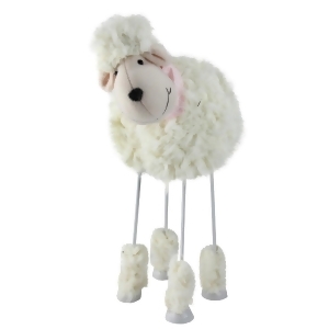 15 Bobble Action Faux Fur Sheep with Pink Bandanna Easter Spring Decoration - All