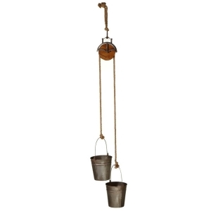 Set of 2 Double Metal Bucket Planter with Pulley Hanger 57 - All