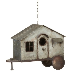 Set of 2 Galvanized Hanging Metal Trailer Themed Bird Houses with Flag 15 - All