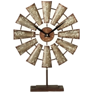 20.5 Rustic Distressed Galvanized Metal Windmill Desk Clock - All